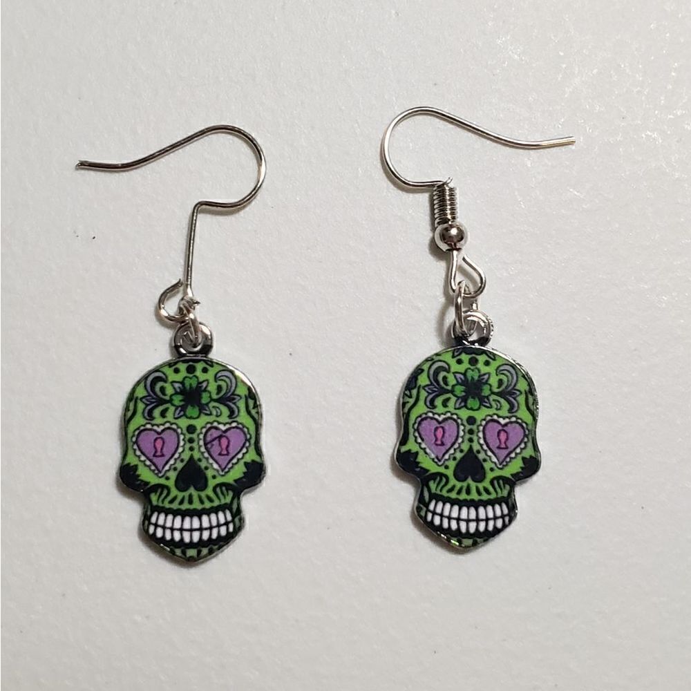 Handmade Halloween Day of the Dead Dia De Muertos skull earrings